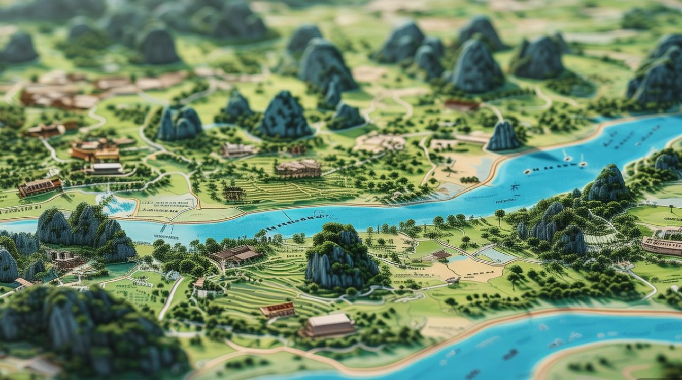 桂林阳朔景点分布图 桂林阳朔景点分布图