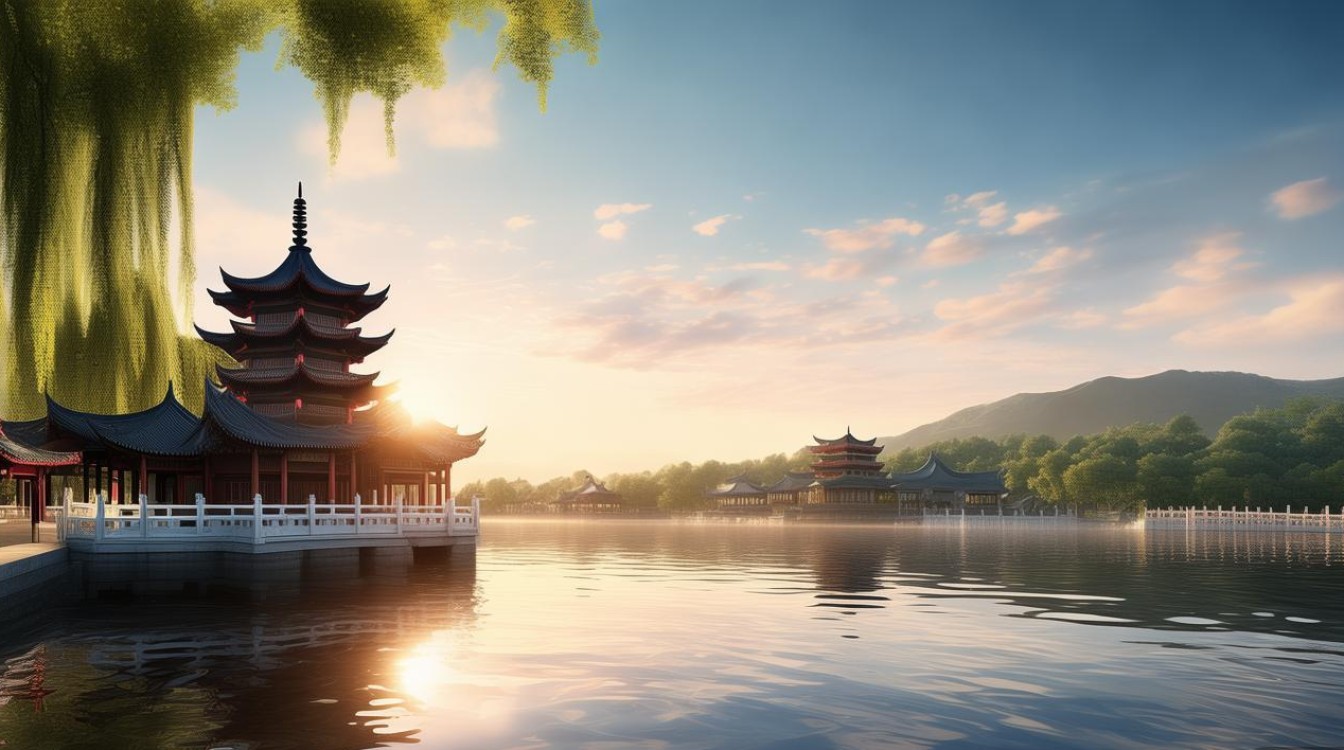 西湖边上的景点