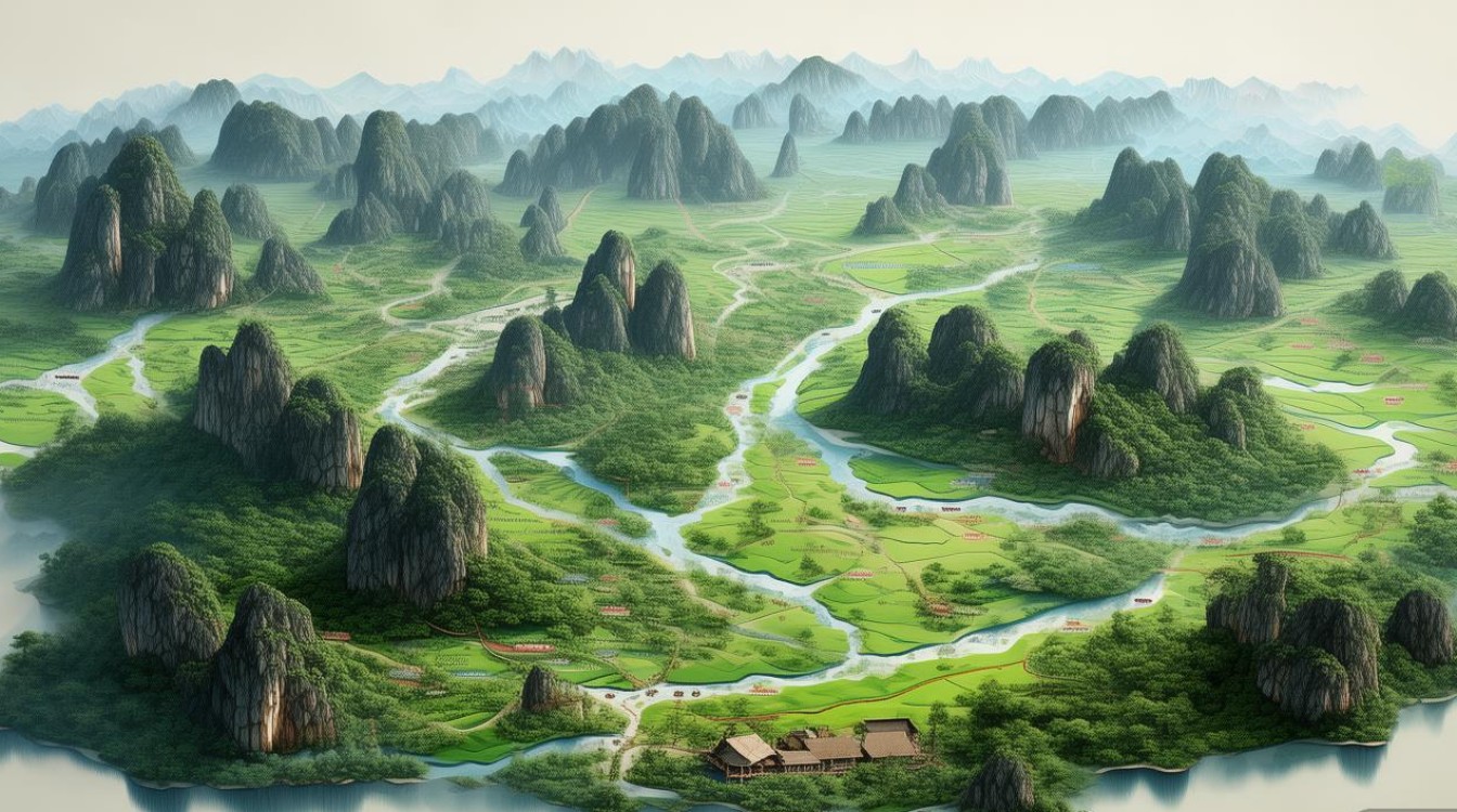 阳朔景点分布图 阳朔景点分布图