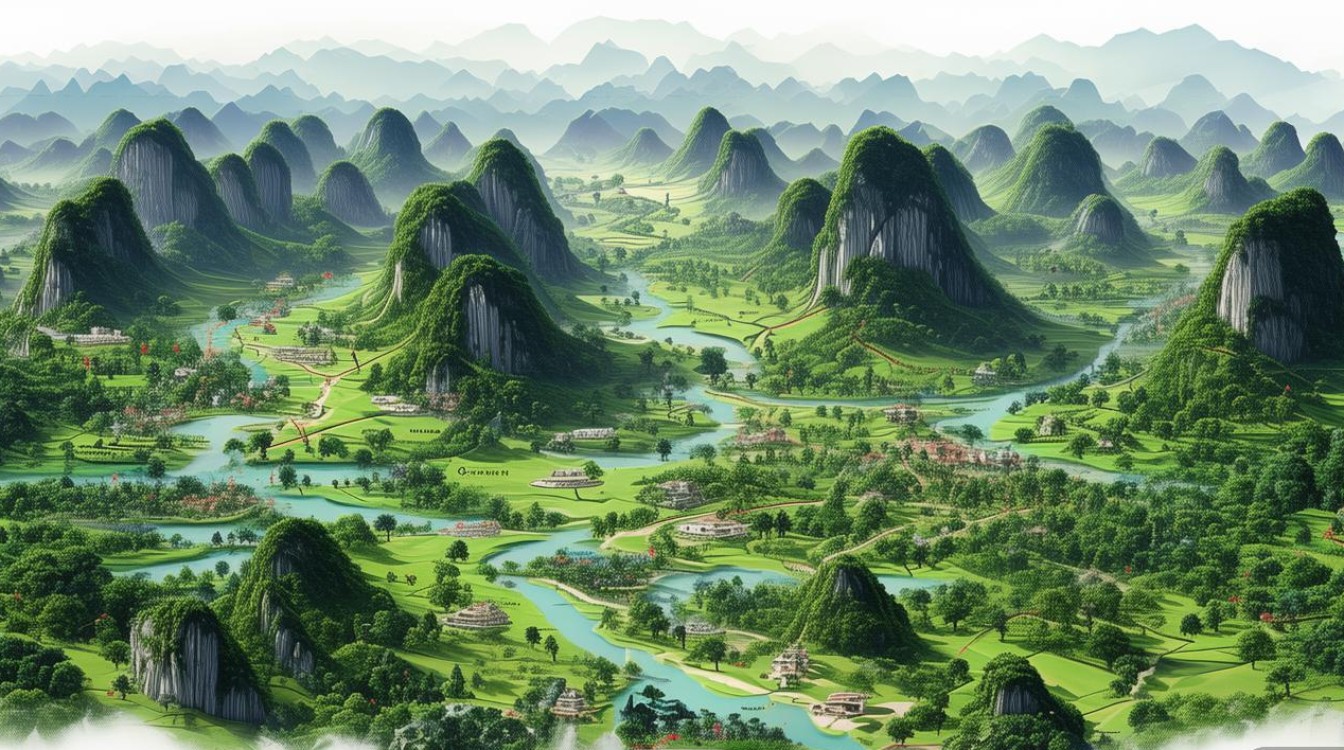 阳朔景点分布图 阳朔景点分布图